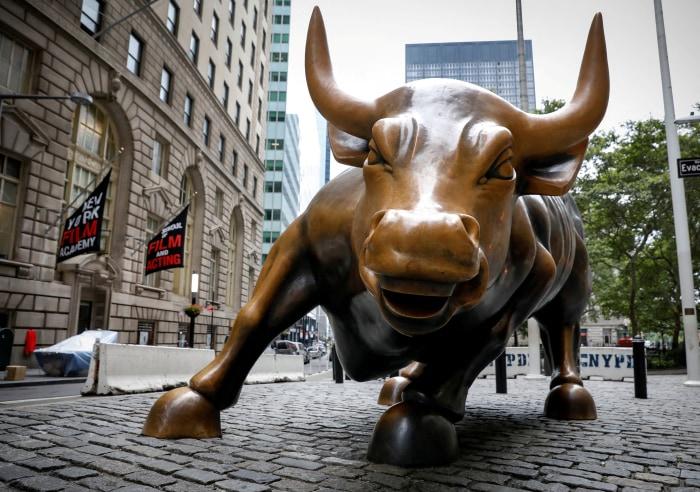 The Charging Bull statue in the financial district